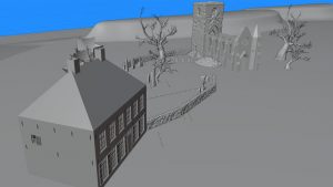3D model van de pastorie en de kerk